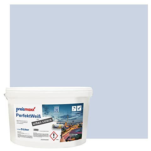 Preismaxx Perfektweiß urban colors, bunte Wandfarbe, lila, lavendel, lavender 5L, Innenfarbe, hohe Deckkraft Klasse 2, matt