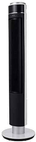 Nordic Home Culture Turmventilator mit Fernbedienung und 12 Geschwindigkeitsstufen, Standventilator sehr leise mit 3 Windmodi und Oszillierend, Ventilator Höhenverstellbar und Timer, 25 Watt, schwarz