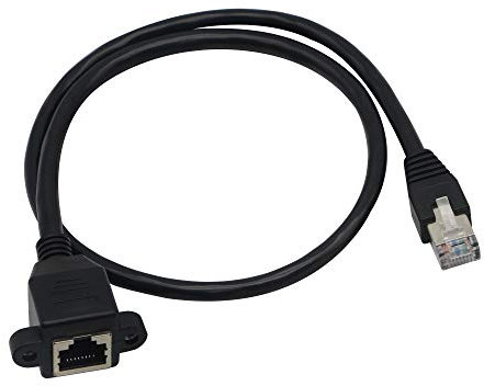 Cavo di prolunga Ethernet, RJ45 da maschio a femmina, con montaggio a pannello a vite CAT6/5e/5 per rete LAN schermata, cavo prolunga connettore (linea)