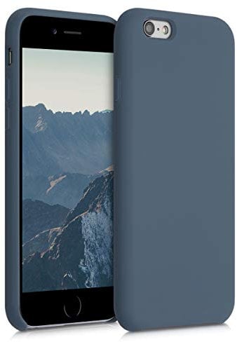 kwmobile Hülle kompatibel mit Apple iPhone 6 / 6S Hülle - Silikon Handy Case - Handyhülle weiche Oberfläche - kabelloses Laden - Dunkler Schiefer
