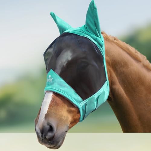 Harrison Howard CareMaster Pro Luminous Horse Fly Mask Standard with Ears UV Protection for Horse Summer Mint S Pony