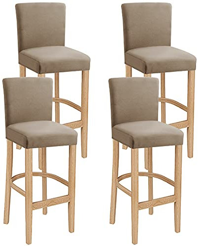 LANSHENG Barhocker-Bezüge, Stretch, waschbar, ausziehbar und abnehmbar, für Kurze Drehstuhl, Esszimmerstuhl, Barhocker, Stuhl (Khaki, 4 Stück)