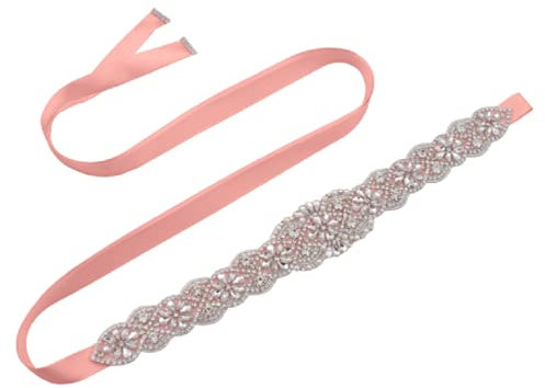 Strass Cintura Da Sposa Fatti A Mano Cintura Da Sposa Con Nastro Fusciacche Per Damigella D'Onore Fascia Delle Donne, Oro rosato, Medium