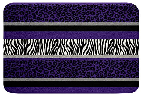Leopard Drucken Badematte 40x60cm Zebra Streifen Badteppiche für Kinder Lila Schwarz Weiß Zebra Leopardenfell rutschfest Badezimmerteppich Safari Tierhaar Weich Hochflor Badvorleger Zimmer Dekor