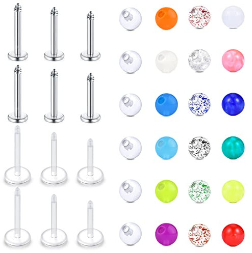 Funseedrr Piercing Ersatz Kugeln Stecker für Lippenpiercing Labret Helix Tragus Piercing Chirurgenstahl Acryl 16G 6/8/10mm Piercing Stab Kugel