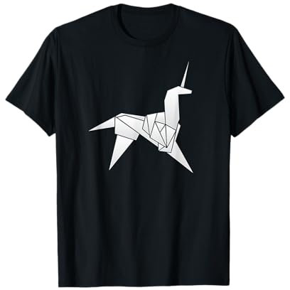 Woah Jonny Unicornio Origami Camiseta Unisex Niños Sólido Manga Corta Pequeño Negro