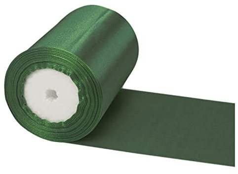10cm Geschenkband Dunkelgrün Band Breit, 23 m Große Stoffband Schleife Breites Satinband Schleifenband Glitzer Geschenkschleife XXL für Verpacken von Geschenken Weihnachten Hochzeit Dekorieren Auto