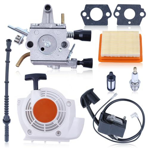 Gubeter Kit de Arranque de Retroceso de polea de carburador, para Stihl Fs120 Fs250 Fs200 Fs350 Fs300 Trimmer, Arranque de Retroceso 4134 080 2101, carburador 4134 120 0603, Bobina de Encendido 4134