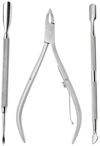 ASM® Toenail Cuticle Nippers + 2 Pusher cuticle set - Professional Heavy Duty Cuticle Clippers Manicure & Pedicure Sets For Fingernail Cuticle Kit, Nail Cuticle Remover For Mens & Womens Nail care