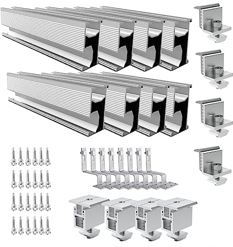 Kit de montage solaire photovoltaïque pour toit de tuiles avec crochets et support de panneau, rail de fixation pour toit de tuiles (30-50 mm de hauteur, 3 modules)