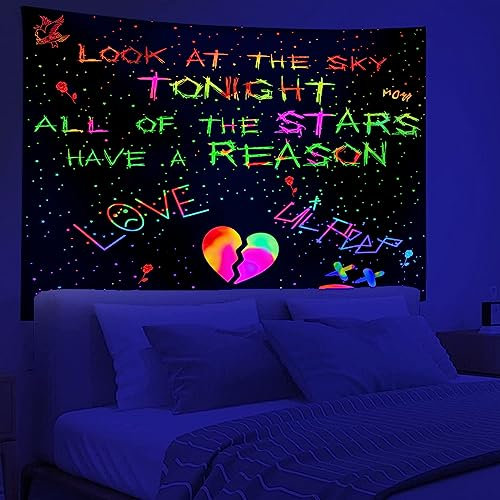 PSYHILAR Schwarzlicht Lil Peep Tapisserie, Schwarzlicht-Poster für Schlafzimmer, Star Shopping Rapper UV-Flagge (101,6 x 76,2 cm)