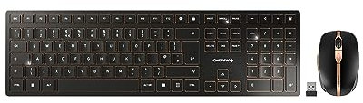 CHERRY DW 9100 SLIM, ensemble clavier et souris sans fil, layout italien (QWERTY), connexion Bluetooth et radio, touches silencieuses, rechargeable, noir-bronze