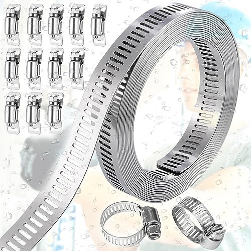 Oneroomone 5M Fascette Metalliche Stringitubo, Fascette Stringitubo Acciaio Inox, Fascetta Stringitubo, Fascetta Stringitubo Con Fissaggio Per Il Collegamento Di Tubi Tubazioni Cavi