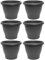 Acan Tradineur - Pack de 6 Macetas de plástico Redondas para Plantas y Flores Mediterránea con Orificios Inferiores. Recipiente, macetero Exterior e Interior del hogar - Color Gris - 40 cm