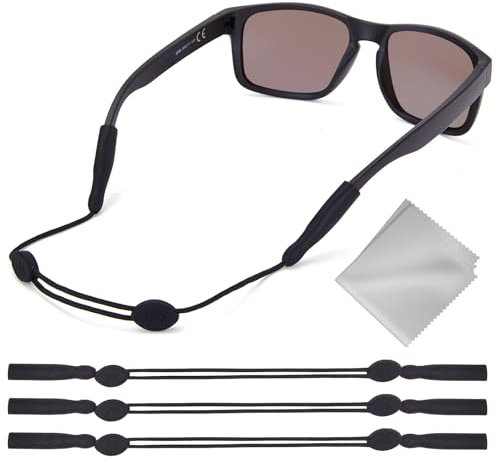 Buyisgle Correa de cable ajustable sin cola para gafas de sol, para hombres y mujeres, soportes para gafas alrededor del cuello, retenedor de cordón para gafas, 2 unidades (16 pulgadas, color blanco)