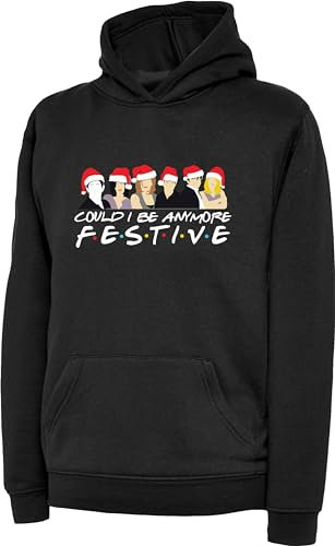 Could I Be Anymore Festive Friends Inspired Merry Christmas Hoodie Santa T.V Show Gift For GF/BF Gift For Friends Birthday Xmas Unisex Adult Kids Top (XL, Black)