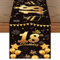 Tischläufer 18. Geburtstag Schwarz Gold Happy 18th Birthday Tischband zum 18 Geburtstag Jungen Männer Frauen Jahrestag Feier Party Dinner Tisch Leinen Tischdecke Deko für Zuhause Küche, 180x35 cm