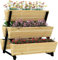 Outsunny Fioriera da Esterno a 3 Livelli con 5 Strutture in Legno di Abete, Fioriera da Giardino con Fori di Drenaggio e Fodera, 75x78x77 cm, color Legno