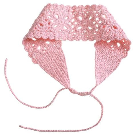 Boho Häkel Stirnband für Damen,Blumenmuster Haarbänder,Häkel Kopfwickel Haarband,Haarreif,Haarschmuck für Party Dekorationen Kostüm,Maskerade,Cosplay,Frauen und Mädchen,Rosa