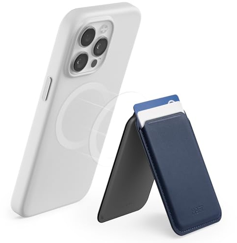 MOFT Magnetische Wallet Kompatibel mit MagSafe, Magnetische Kartenhalterung Handy Ständer für iPhone 16/15/14/13/12 Serie, MOVAS Veganes Leder Handyhalter mit 2 Kartenhaltern (Navy Blue)