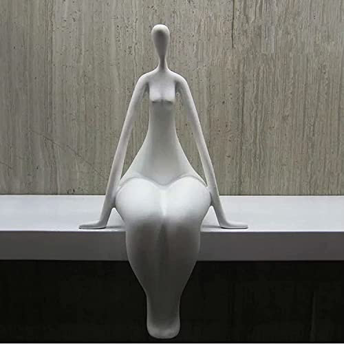 YIQTAO Heimdekorationstisch, Moderne dekorative nackte Frau Skulptur, Figuren for Frauen, Körperkunst, extrem einfache Statue Charakter, Home Office Bücherregal Dekoration(Wit)