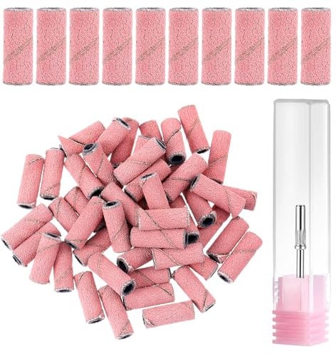 JIEYAO 100 Pcs Small Sanding Band Nail Drill Bits, Mini Cuticle Sanding Files, 180# Extra Fine Grit Nail File Sanding Bands with 3.1mm Mandrel Bit Small Bands for Acrylic Nails Gel Manicure(#240)