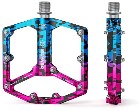 GEWAGE Rennrad-/Mountainbike-Pedale – 3 Lager Fahrradpedale – CNC-gefräste 9/16-Zoll-Flachpedale mit abnehmbaren Anti-Rutsch-Nägeln (Tarnmuster)