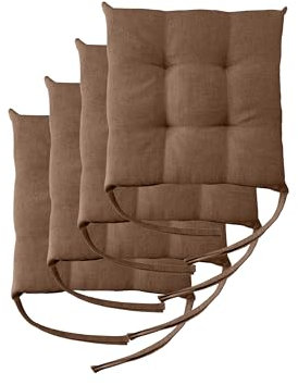 Il Tuo Artigiano Design 4 Stuhlkissen im Set, 40 x 40 cm 6 cm dick, Polsterung aus Schaumstoff und weichem Acryl, Sitzkissen Stuhl 4er Set, Stuhlkissen Outdoor 40x40 (4, Braun)