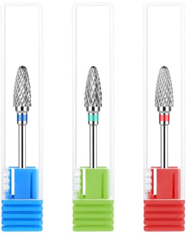 3 Pack Nail Drill Bits Professional Electric Nail File Bit Tungsten Cuticle Remover Set Nail Art Shapen Remove Tool Replacement Accessories for Home Salon Pedicure Manicure