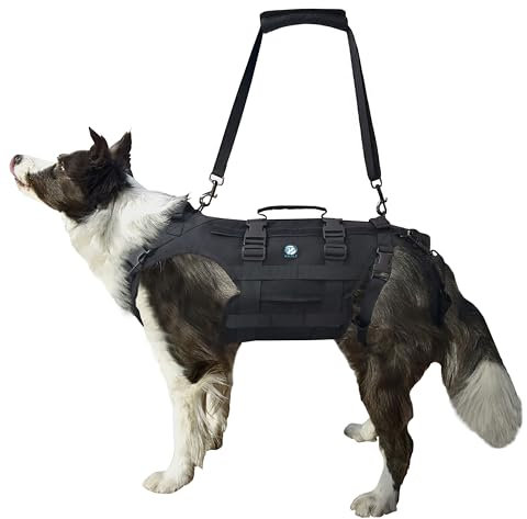 KAJILE Imbracatura Tattica per Cani, Gilet Regolabile a Corpo Intero con Maniglia, Adatto per Addestramento e Attività all'Aperto,Nero,L