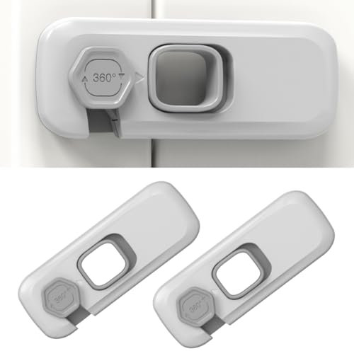 2 piezas cerradura de nevera gris para niños, cerradura de nevera sin agujero, cerradura de ventana, niño, lavadora, armario, cerradura de armario para niños