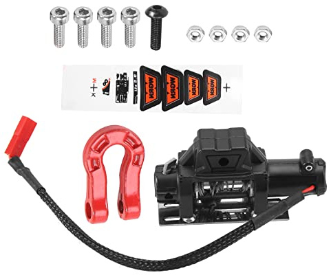 Asyduey Automatische Simulierte Seilwinde Aus Metall Stahl Draht für 1/10 RC Crawler Auto Axial SCX10 90046 TRX4 D90 Redcat,Schwarz