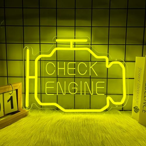 Check Engine Neon Signs for Wall Decor, LED Garage Neon Signs Wall Art Gifts for Dad, USB Powered for Man Cave Auto Repair Shop Workshop Birthday Gift