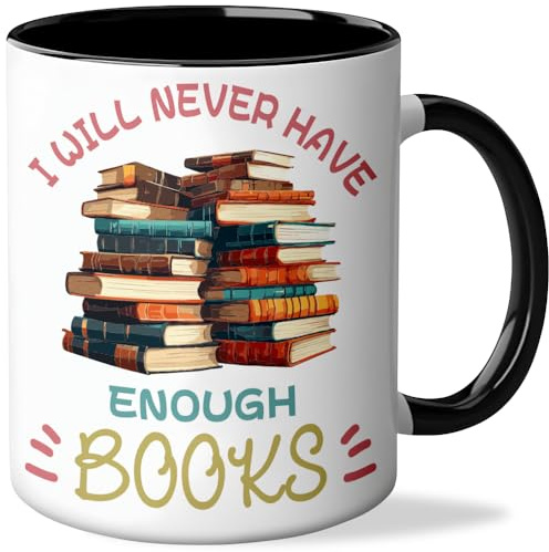 Quimoy I Will Never Have Enough Books Coffee Mug - Teacher Appreciation Gifts, Inspirational Teachers Gift for Women, Double-sided Printing Teacher Mug for Graduation Gift, Christmas Gifts-11 Ounces