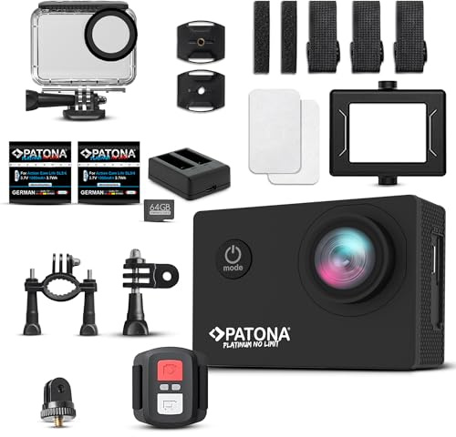 PATONA Action Cam Life SL3 | 4K 120fps 16MP EIS | 120° Weitwinkel Videokamera | Fernbedienung | Bis 30m Unterwasserkamera | Lautsprecher |4G Akkus+Dualladegerät+64GB Karte+Zubehör