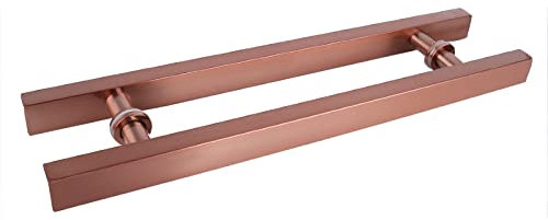 ACRaBoss Cancello D'Ingresso Quadrato Rettangolare in Acciaio Inossidabile con Maniglia Lunga, Porta Commerciale Interna Ed Esterna, Barra a T, Maniglia a Spinta per Porta in Vetro a Due Lati/Rose D/8