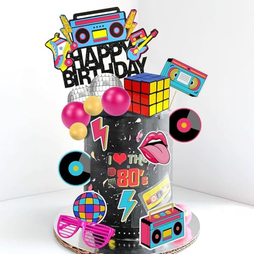 80er 90er Jahre Tortendekoration, Retro-Hip-Hop-Disco-Tortendekoration, Retro-Disco-Geburtstagstortendekoration, For 80er 90er Hip-HopGeburtstagsdekoration，Kindergeburtstag