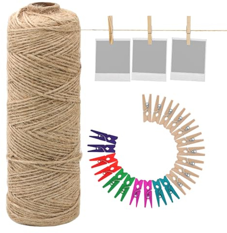 200m Jute-Schnur 1mm Dicke Braun Jute-Kordel Deko Packschnur Dekoration Verpackung Jutegarn Hanfschnur Bindegarn Für Dekoration, DIY Handwerk, Verpackung, Floristik (1mm, 200m)