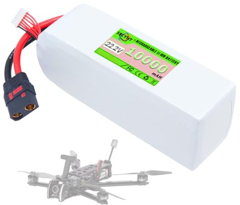 SSCYHT 22,2 Volt 6S Lipo-Akku 10000 mAh Lithium-Akku 22,2 V wiederaufladbare Akkus für Modellflugzeuge mit QS8/XT90S-Anschluss für Motorkits unter 222 W,22.2v10000mah qs8 1pack