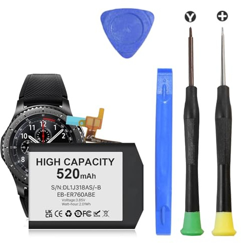 EVELLHPP Akku für Samsung Gear S3 Frontier (SM-R760, R770, R765), 520mAh Hohe Kapazität, Premium-Qualität Akku für Samsung Gear S3 Frontier EB-BR760ABE GH43-04699A, Inklusive Reparaturwerkzeug!