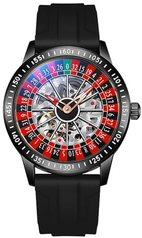 JUSKAQZYI automatikuhr Vollautomatische mechanische Uhr, schwingendes, drehbares Zifferblatt, Hohle, wasserdichte Edelstahluhr, geeignet for Männer als Geschenk armbanduhren