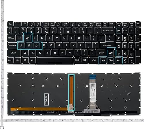 QFFOZSW Clavier pour Acer pour Nitro 5 N22C1 N20C1 N20C2 N20C3 AN515-46-R32U AN515-58-51R3 AN515-56 AN515-57 AN517-55 Ordinateur Portable Anglais Facile à remplacer(ORG WASD Blue)