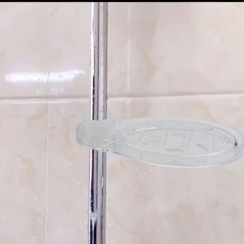 Lecreatekit Transparent Soap Dish Tray Holder for 22mm Riser Slide Rail, ABS Bathroom Shower Storage, Easy Install