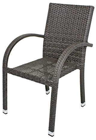 2X Stapelstuhl Modesto Gastro Polyrattan Gartenstuhl Terrassen Stuhl Garten GRAU