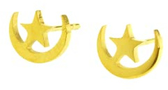 Edelstahl Ohrstecker Stern Mond Sichel Stecker golden Ohrringe