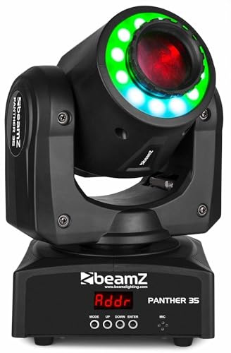 BeamZ Panther 35 - Moving Head LED und 35W LED - Vielseitiger und leistungsstarker DMX Movinghead, 7 Gobo Rad, Lichtshows, Discolicht Partylicht, DMX Licht, DJ Lichtanlage, Bühnenlichteffekt