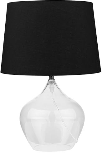 Klassische Tischlampe transparent/schwarz Trommelform Osum