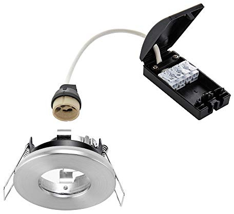 Saxby 79979 Speculo Round Brushed Chrome Bathroom IP65 7W GU10 Fire Rated Downlight