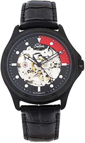 SELVA Herren-Armbanduhr ‚Ivo‘ – Schwarz – Automatik – Gehärtetes Mineralglas – Gehäuse-Ø: 39 mm – Geliefert Geschenkbox