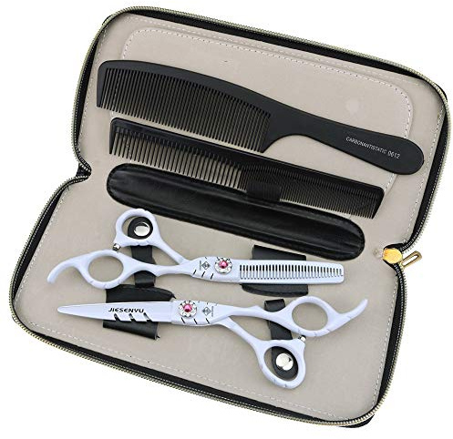 JIESENYU Friseurscheren-Set Friseurschere 6 Zoll weiß Haarschere verstellbar rosa Schraube Friseursalon Schere
